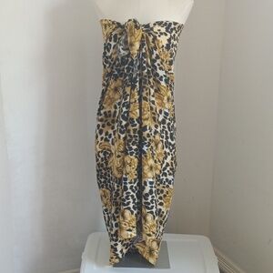 Womens Sarong Swim Cover Up Coastal Black Floral Hibiscus Collection Hawaii OS